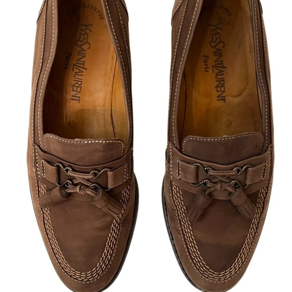 Yves Saint Laurent Men\'s Brown Suede Tassel Loafers  Size 7.5 EEE main image 4